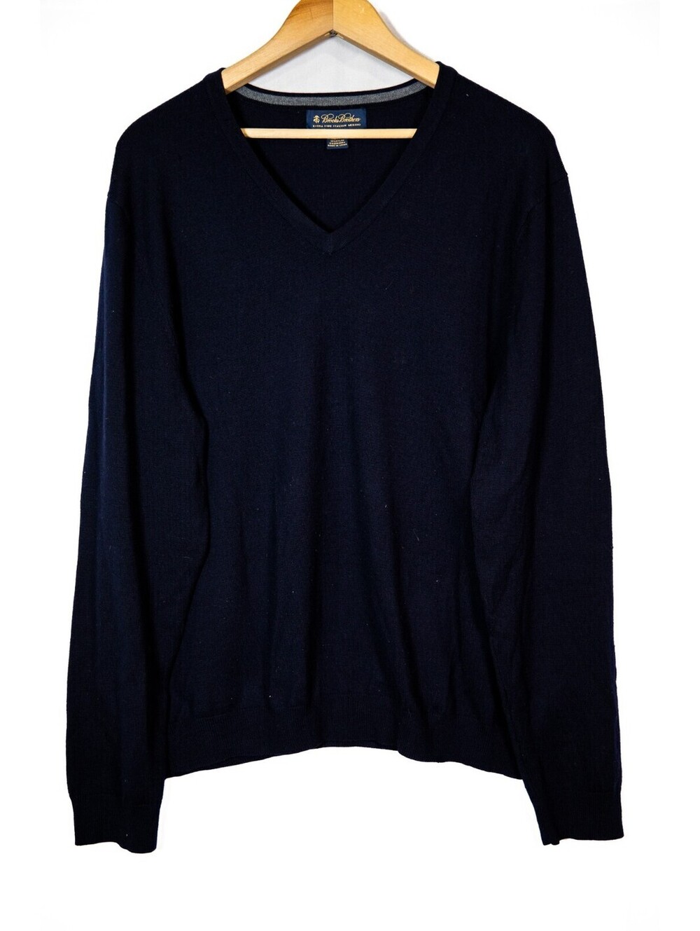 Brooks Brothers Italian Merino Wool V Neck Sweater Charcoal Black - Men's XL